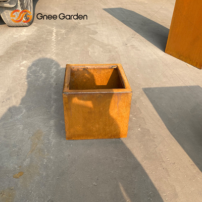 Bahçe Corten Çelik Rustik Dış Mekan Metal Ekiciler Büyük Kare