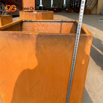 Bahçe Corten Çelik Rustik Dış Mekan Metal Ekiciler Büyük Kare