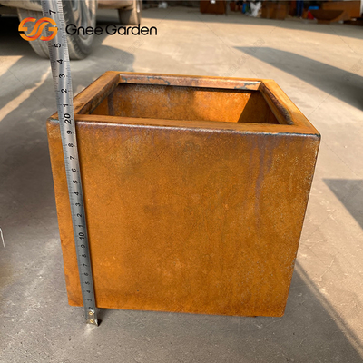 Corten Çelik Kare Paslı Ekici Kutuları Çiçek İçin Hava Koşullarına Dayanıklı