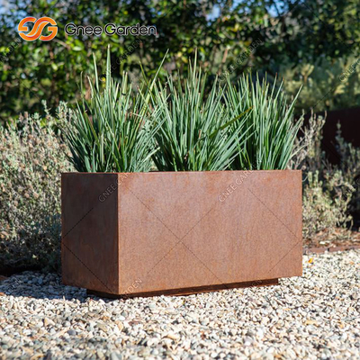 Corten Çelik Dikdörtgen Saksı Metal Paslı Kreş Ekici 2mm Kalınlık