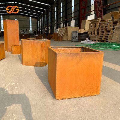 Corten Çelik Kare Paslı Ekici Kutuları Çiçek İçin Hava Koşullarına Dayanıklı