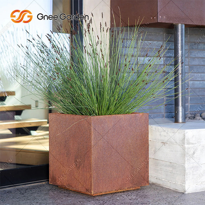 Corten Çelik Kare Paslı Ekici Kutuları Çiçek İçin Hava Koşullarına Dayanıklı