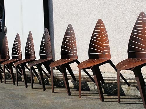 H97*L52.5*D60 Cm Dış Mekan Metal Mobilya Çelik Bahçe Sandalyesi, Yaprak Şekilli Sırt