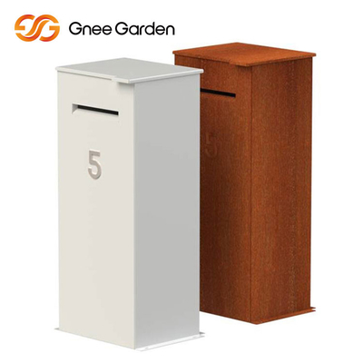 Corten Steel Paslanmış Dış Mekan Metal Mobilya Çelik Parsel Bırakma Kutusu Çok Fonksiyonlu