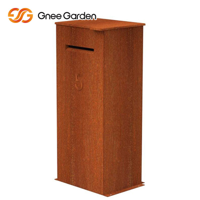 Corten Steel Paslanmış Dış Mekan Metal Mobilya Çelik Parsel Bırakma Kutusu Çok Fonksiyonlu