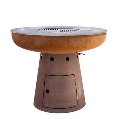 Barbekü için Corten Çelik Açık Pişirme Izgaraları 100cm Corten Çelik Ateş Çukuru