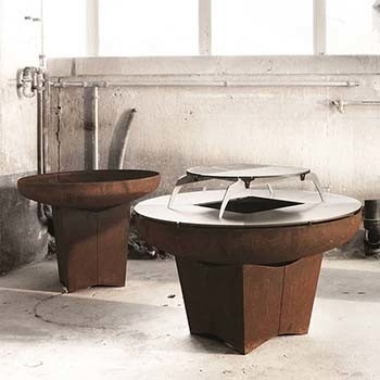 Açık Veranda Barbekü Ateş Çukuru Izgara Masa Corten Çelik Ön Paslı