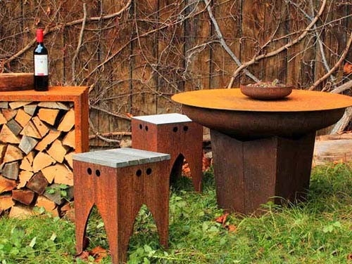 Restoran Kapalı Açık Kamp için Taşınabilir Corten Çelik Barbekü Izgara
