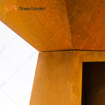 Corten Çelik Barbekü Ateş Çukuru Izgara Yamuk Şekilli Bahçe İçin Açık Pişirme Izgaraları