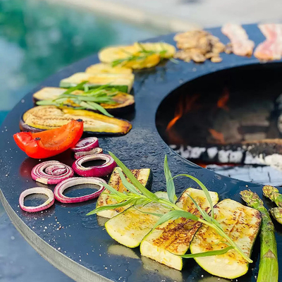 Metal Bahçe Corten Çelik Açık Barbekü Kömür Izgara Ön Paslı
