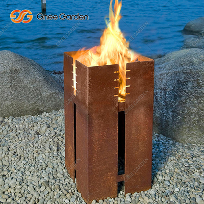 1200mm Kare Corten Çelik Barbekü Izgara Kömür Yakma Dekoratif