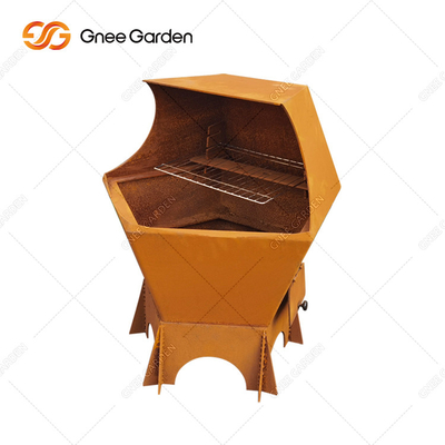 Açık Veranda Barbekü Ateş Çukuru Izgara Masa Corten Çelik Ön Paslı