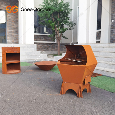 Barbekü için Corten Çelik Açık Pişirme Kömür Izgaraları