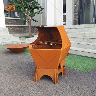 Açık Veranda Mutfak Pişirme Corten Çelik Kömür Barbekü Izgara Özel