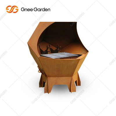 Açık Pişirme Barbekü Izgara Bahçe Veranda Corten Çelik Açık Barbekü Izgaralar