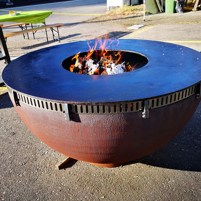 Kamp Barbekü Yanan Çift Katmanlı Taşınabilir Şenlik Ateşi Çukuru Corten Çelik