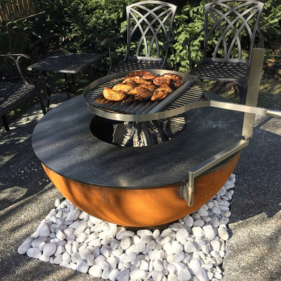 Açık Kamp Pişirme Corten Çelik Barbekü Izgara Dekoratif Ateş Çukuru Izgarası