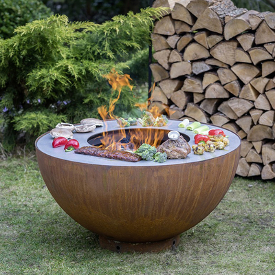 Açık Kamp Pişirme Corten Çelik Barbekü Izgara Dekoratif Ateş Çukuru Izgarası
