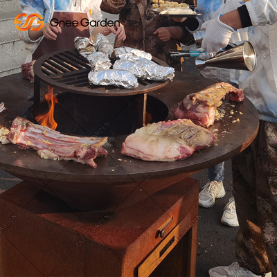 Kömür Corten Çelik Dış Mekan Pişirme Izgaraları Arka Bahçe Dekoratif