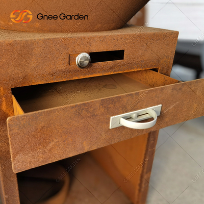 Kömür Corten Çelik Dış Mekan Pişirme Izgaraları Arka Bahçe Dekoratif