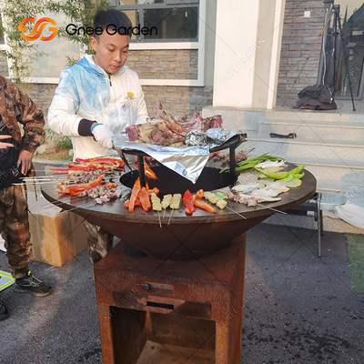 Aile Dostları Barbekü Çelik Dış Mekan Paslı Corten Çelik Izgara Brasero Barbekü Izgarası