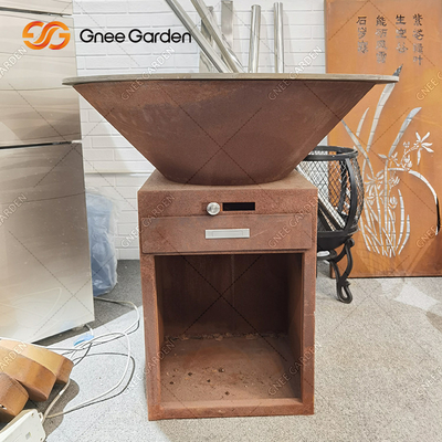 Corten Steel Açık Pişirme Izgaraları Barbekü Izgaralı Ateş Çukuru Pas Kaplama Dışarıda Yemek