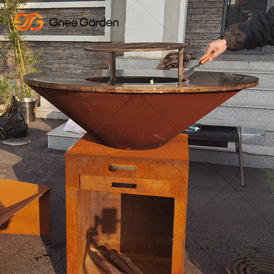 Bahçe Pas Corten Çelik Dış Mekan Pişirme Izgaraları Ateş Çukuru Barbekü Izgara Paketleme Hizmetleri