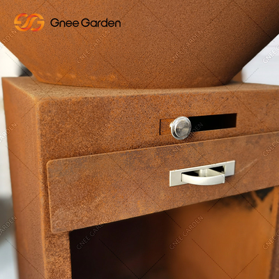 Açık Corten Çelik Bahçe Ateş Çukuru Barbekü Pişirme Plakası Açık Pişirme Izgaraları