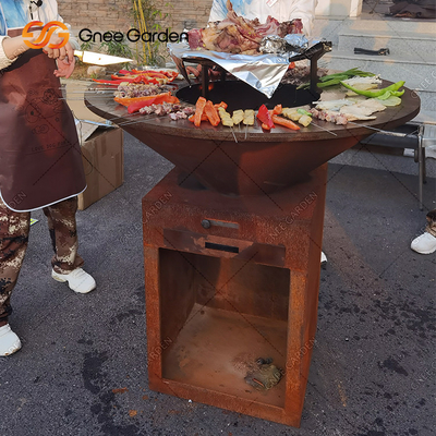 Açık Havada Pişirme BARBEKÜ Izgara Ağır Hizmet Antika Ateş Çukuru Corten Metal Barbekü