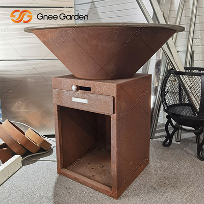 Corten Çelik Bahçe Barbekü Açık Pişirme Izgaraları Antik Ateş Çukuru 31.5&quot;