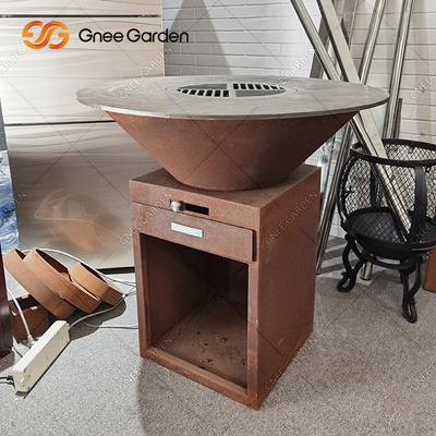 Açık Havada Pişirme BARBEKÜ Izgara Ağır Hizmet Antika Ateş Çukuru Corten Metal Barbekü