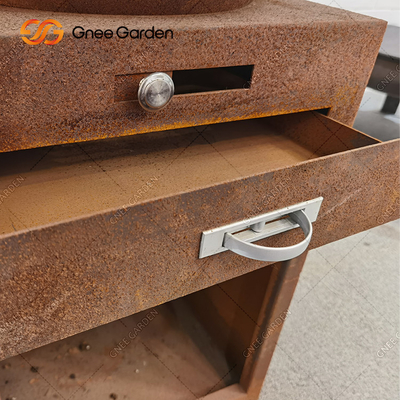 Corten Çelik Bahçe Barbekü Açık Pişirme Izgaraları Antik Ateş Çukuru 31.5&quot;