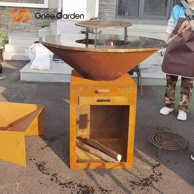 Açık Havada Pişirme BARBEKÜ Izgara Ağır Hizmet Antika Ateş Çukuru Corten Metal Barbekü