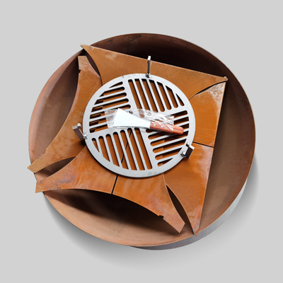 Ayrılabilir Tabanlı 1000mm Corten Çelik Dış Mekan Pişirme Izgaraları
