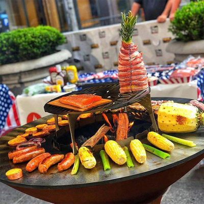 Metal Barbekü Dış Mekan Pişirme Izgaraları Bahçe Corten Çelik 900mm Yükseklik