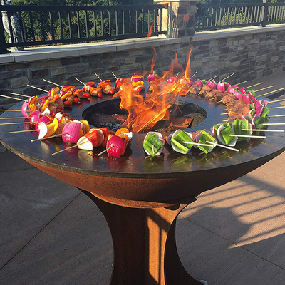 Kömür Barbekü Izgara Açık Corten Çelik Ateş Çukuru Barbekü Pişirme Izgarası ile