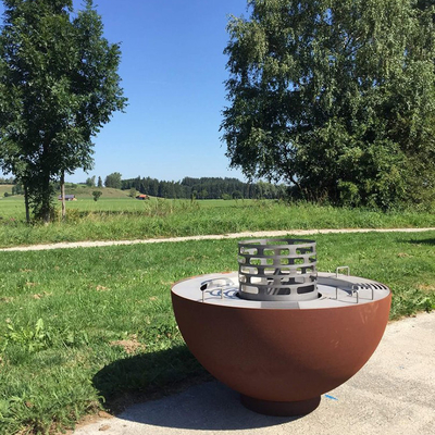 Özelleştirilmiş Izgara Halkalı 1000mm Açık Corten Çelik Ateş Çukuru Barbekü