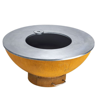 Yuvarlak Pas Corten Çelik Ağır Hizmet Ateş Çukuru Izgarası 70*70*35 Cm