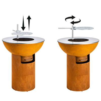 Yuvarlak Pas Corten Çelik Ağır Hizmet Ateş Çukuru Izgarası 70*70*35 Cm