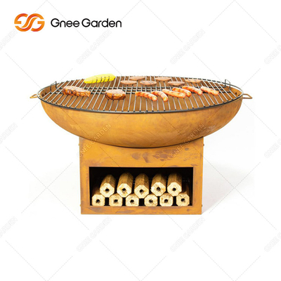 Açık Pişirme Sebzeleri için Corten Çelik Metal Kamp Paslı Barbekü Izgarası