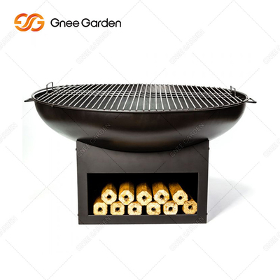 Barbekü Açık Pişirme Izgaraları Plancha Grill Corten Çelik Ateş Çukuru Siyah Renk