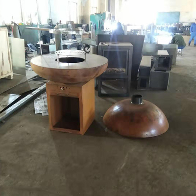 Açık Mutfak Barbekü Pişirme için Modern Kömür Paslı Finish Corten Çelik Ateş Çukuru