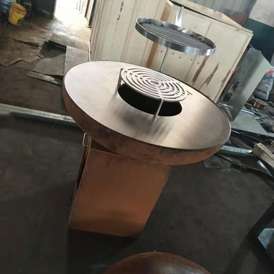 Açık Mutfak Barbekü Pişirme için Modern Kömür Paslı Finish Corten Çelik Ateş Çukuru