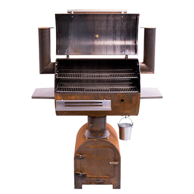 Açık Corten Çelik BARBEKÜ Yangın Izgara Kömür Sigara İçen Daire Plancha Izgara Plakalı