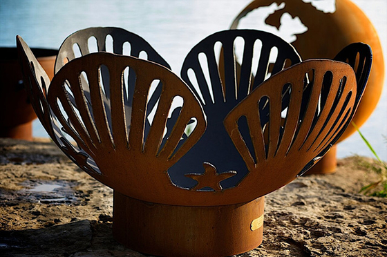 Backyard Patio için Sıcak Tutma Paslı 100cm Corten Çelik Ateş Çukuru