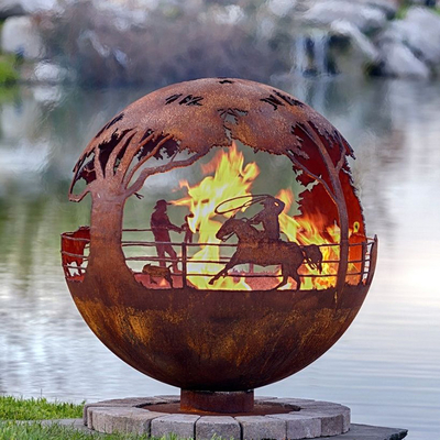 900mm Dekoratif Corten Globe Çelik Ateş Çukuru El Yapımı