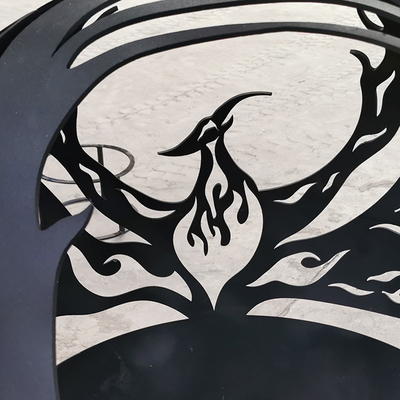 Corten Steel&amp;#39;de Phoenix Desenli Tasarım Paslı Dış Mekan Metal Ateş Topu
