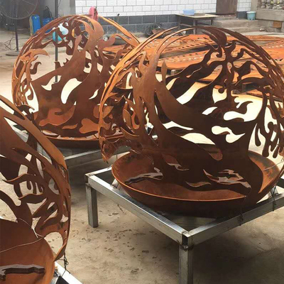Bahçe Isıtma için Phoenix Desen Çelik Ateş Çukuru Açık Patio Corten Sphere Firepit
