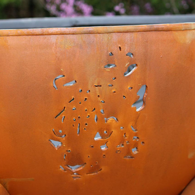 Açık Corten Çelik Ateş Çukuru Yuvarlak Siyah Ön Paslanmış