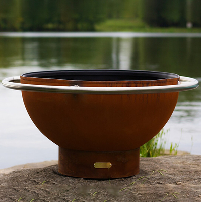Avlu için Büyük Taşınabilir 120cm Corten Çelik Ateş Çukuru